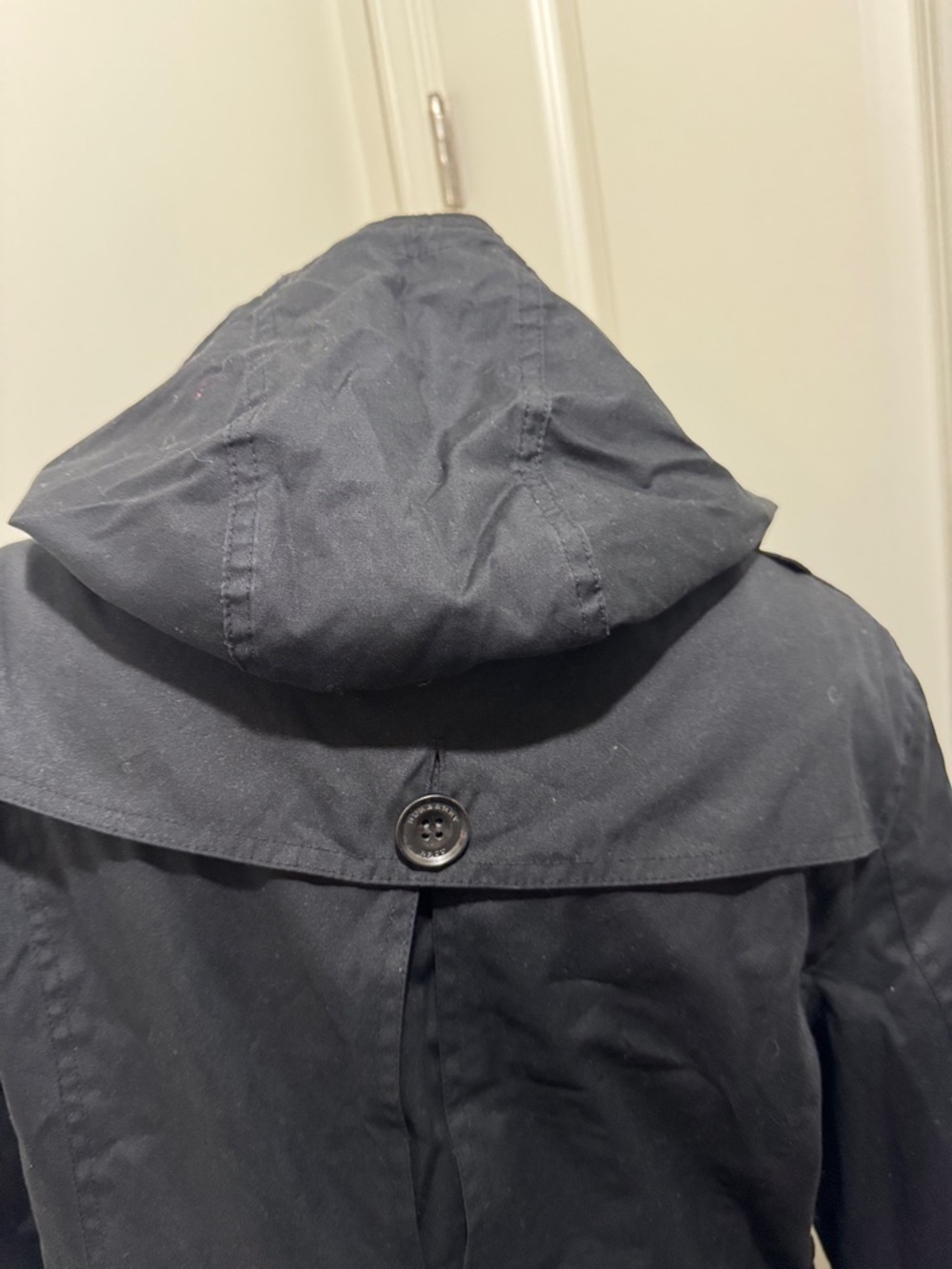 Burberry Black Double-Breasted Trench Coat w/ Hood and Signature Check Cuffs - Picture 6 of 14